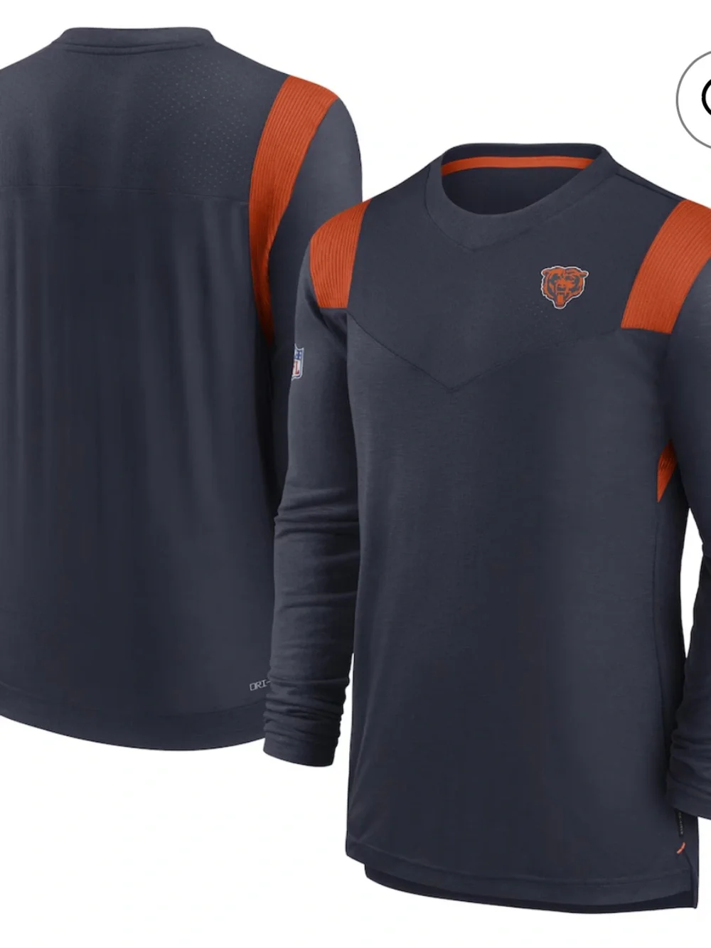 Nike Chicago Bears Sideline Tonal Performance Player Long-Sleeve Pullover